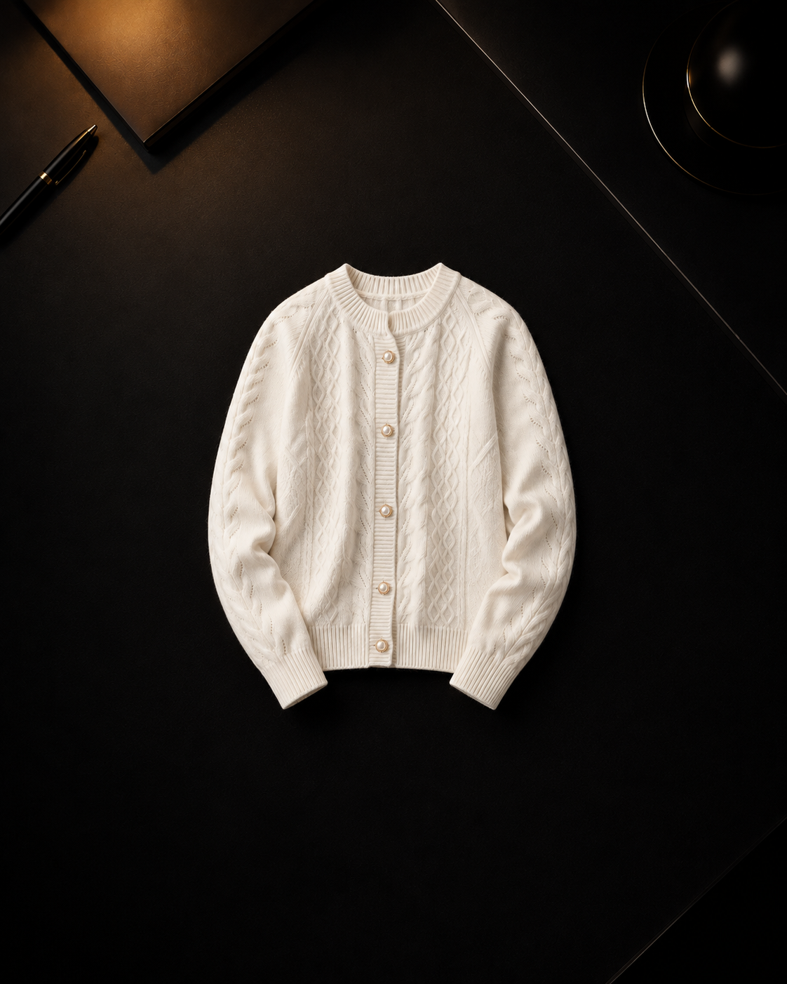 Velora Cashmere Cable-Knit Cardigan