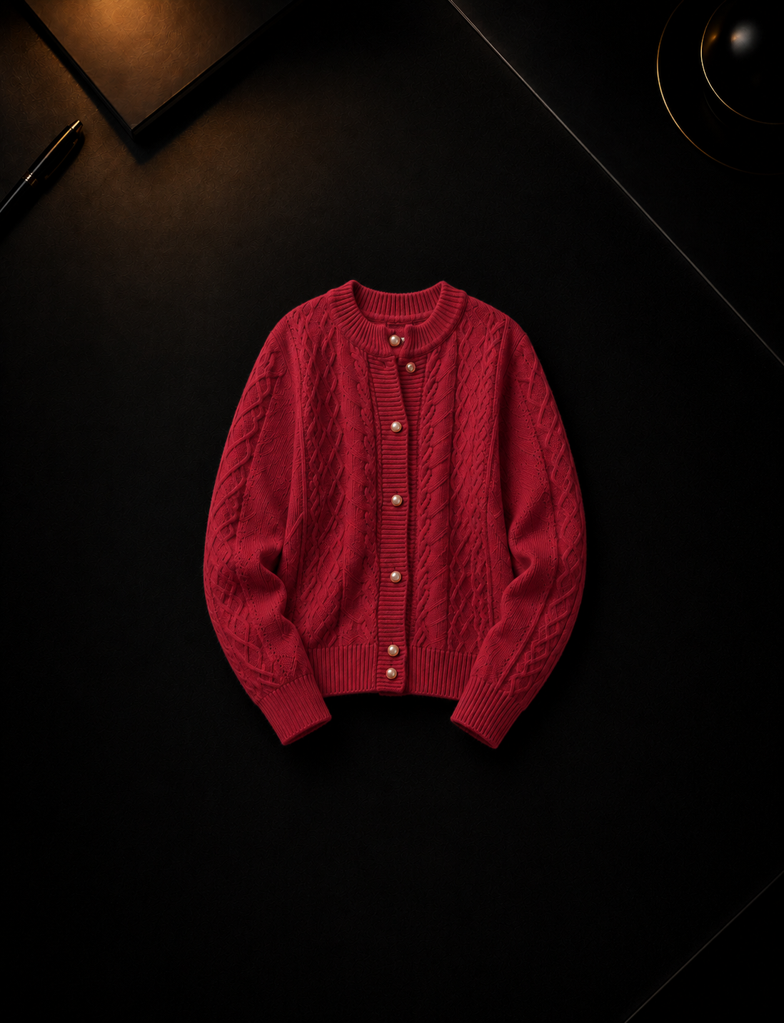 Velora Cashmere Cable-Knit Cardigan